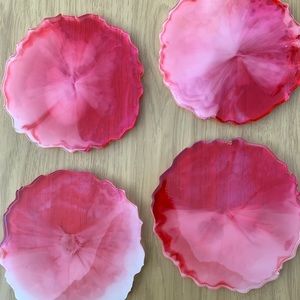 Pink/white Resin coasters